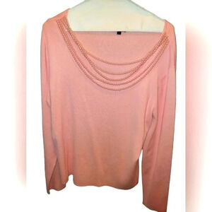 Colour works pink pearl neckline sweater